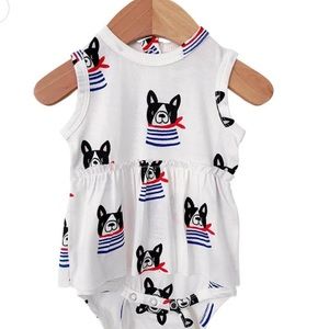 Spearmint Love Sleeveless Skirted Bodysuit, Frenchie the Dog - newborn